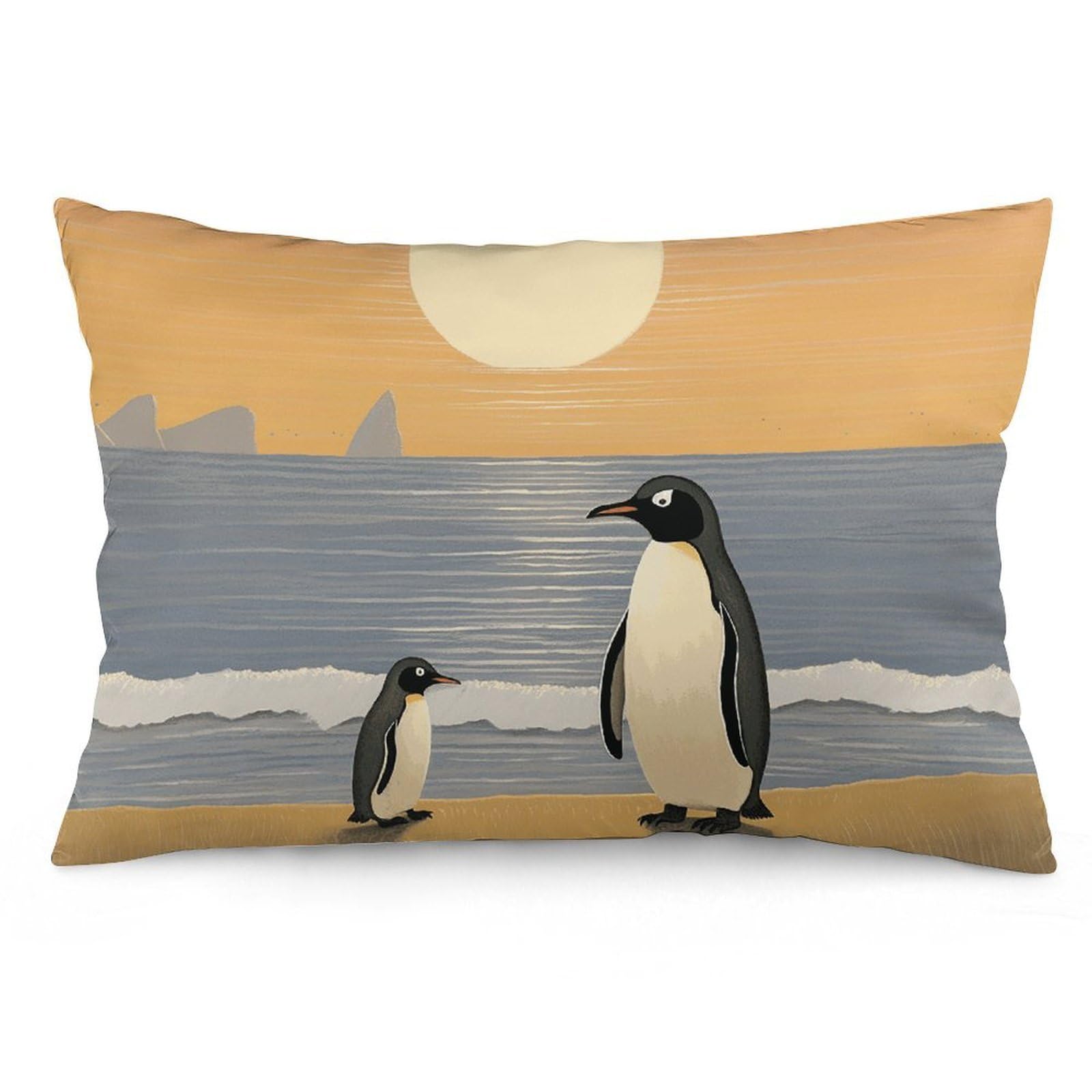 NTVOWPZO 2 Pack Decoration Throw Pillow Covers 12 "x20 Pillowcases Covers Two Penguins Pictures Pillowcases Modern Farmhouse Home Decor Sofa Cushions Covers for Couch Bed Living Room