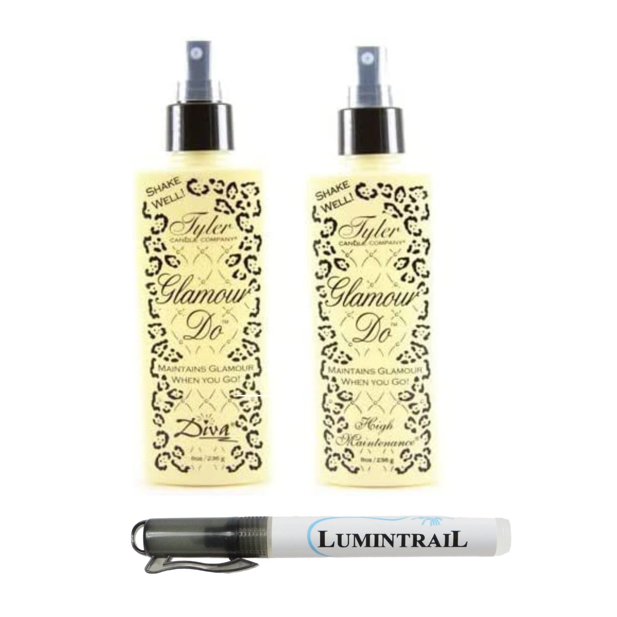 Tyler Candle High Maintenance Glamour Do (4 oz) Bundle - 2 Pack with Stain Remover Pen - Travel Size Fragrance Spray for Odor Elimination, Fresh and Clean Scent Toilet Spray for Bathroom Odors