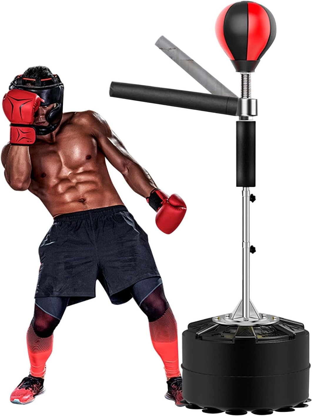 Refle Bag Boxing Speed Trainer Punching Bag Spinning Bar, Punching Bag for Adults，Training Boxing Ball with Reflex Bar Free Standing, 64-78in Adjustable Height, for Adult&Kid