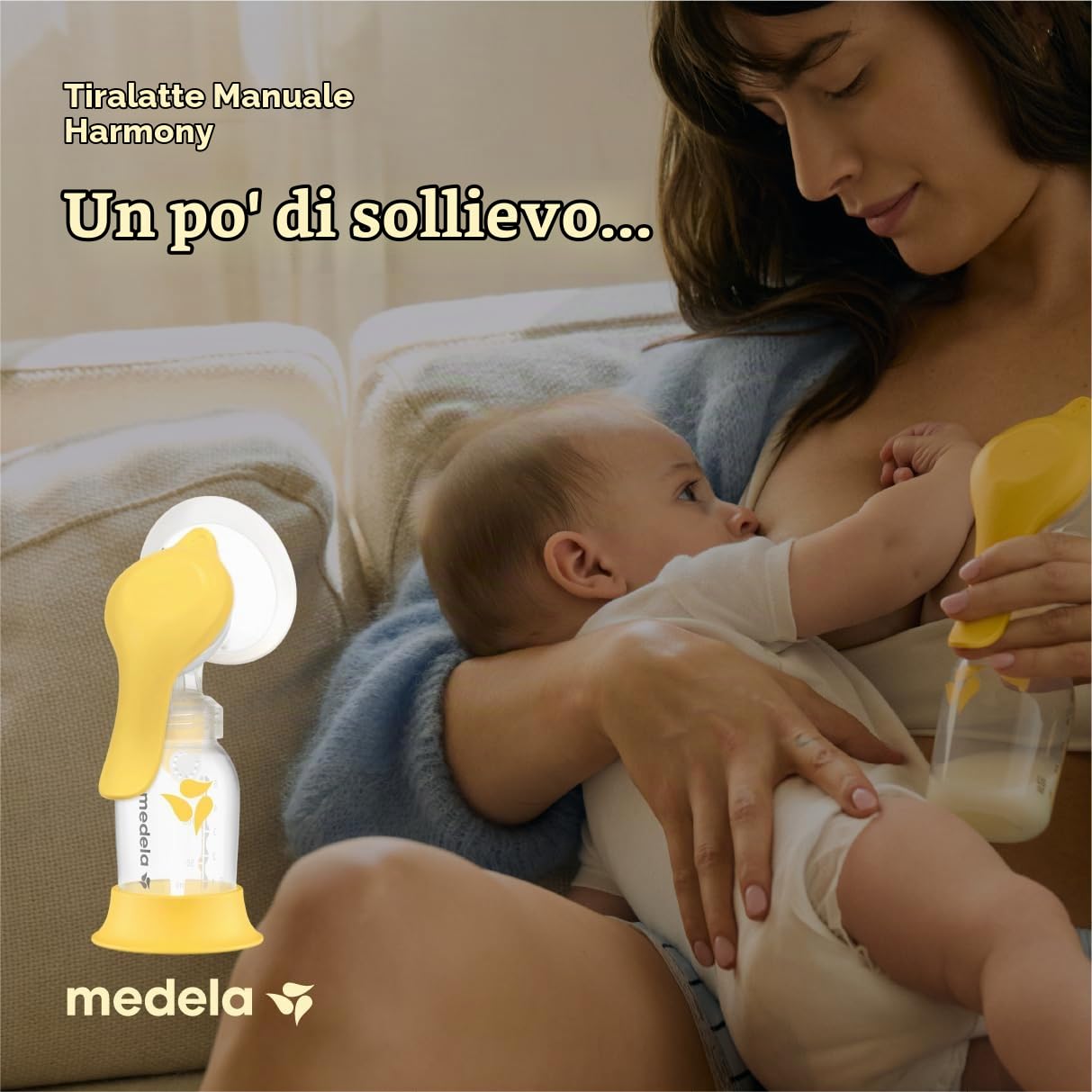 Tiralatte manuale Medela Harmony, tiralatte a mano singola con scudi flessibili per un maggiore comfort ed esprimere più latte
