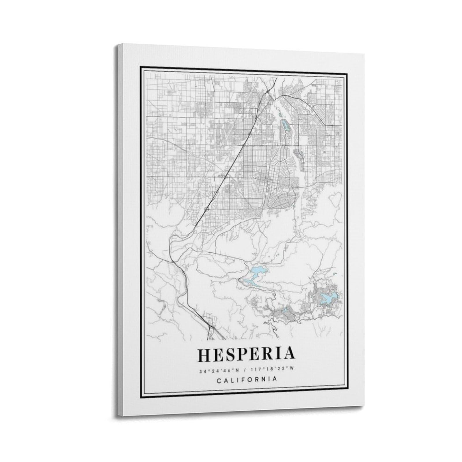 xiaoxiaoshen Hesperia California Map Canvas Poster Wall Art Prints Room Aesthetic Murals Bedroom And Living Decorations 20x30inch(50x75cm)