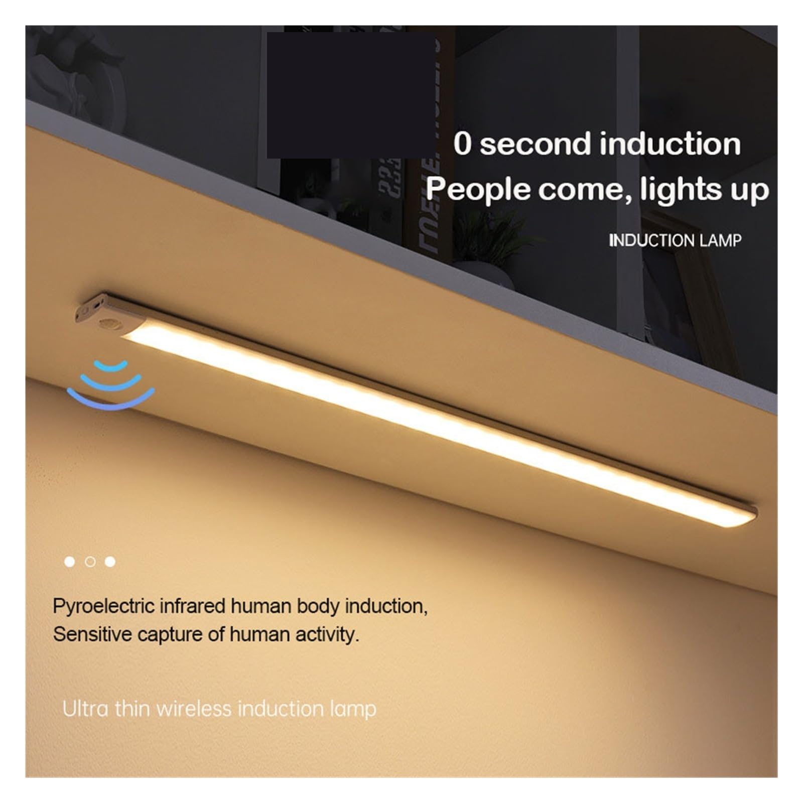 Unterschrank Leuchten LED-Schlafzimmer-Nachtlicht Mit Bewegungsmelder, Kabelloses USB-Unterschranklicht For Küche, Kleiderschrank, Innenbereich, 3 Farben In 1 Beleuchtung(30CM,Silver)
