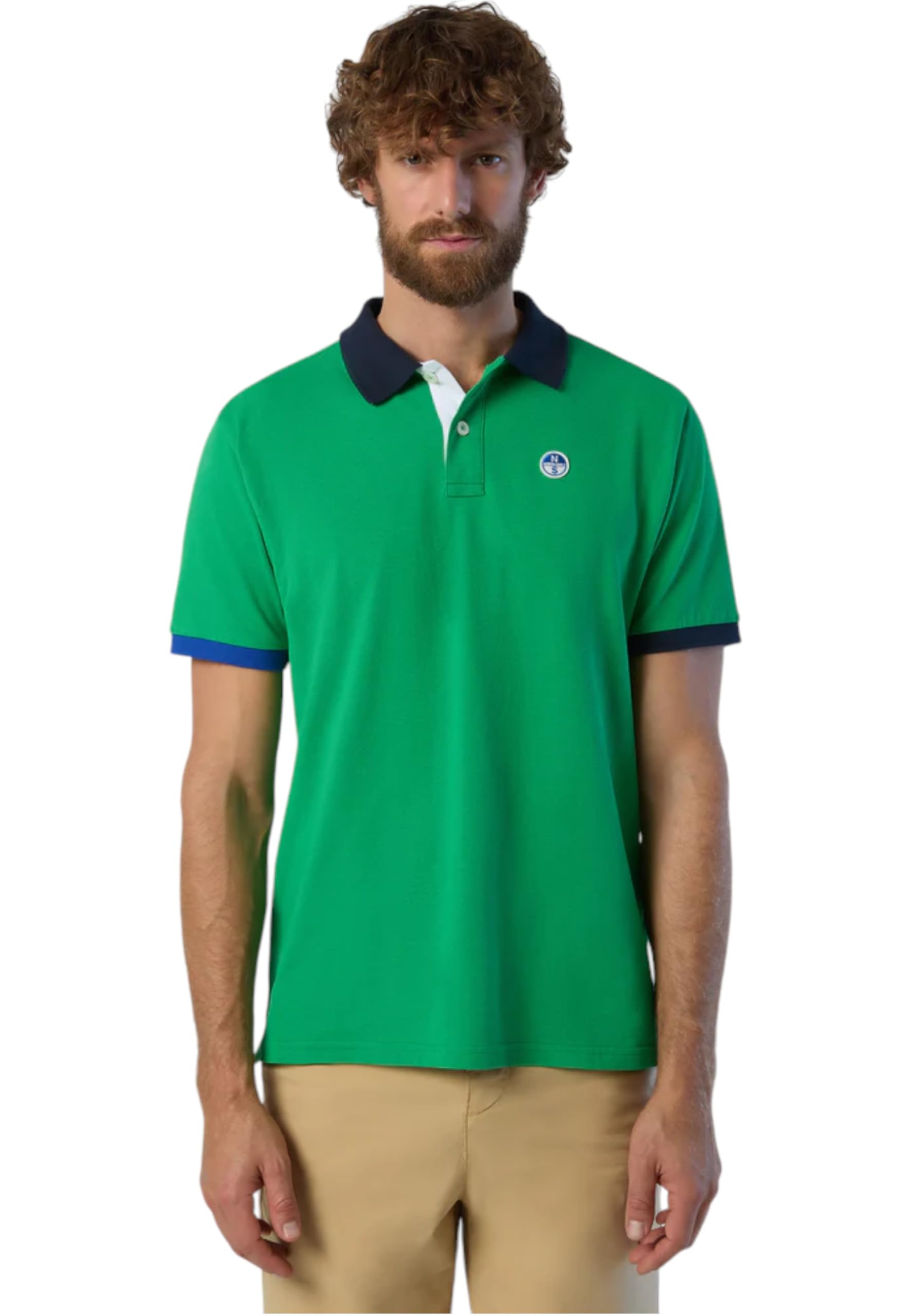 NORTH SAILS Polo Uomo in piqué di Cotone Organico con Bordi a Contrasto