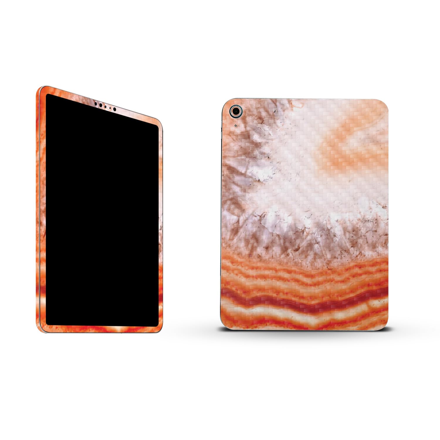 MightySkins Carbon Fiber Skin Compatible with Apple iPad 10.9" 10th Gen (2022) Full Wrap Kit - Orange Quartz | Protective, Durable Textured Carbon Fiber Finish | Easy to Apply | Made in The USA