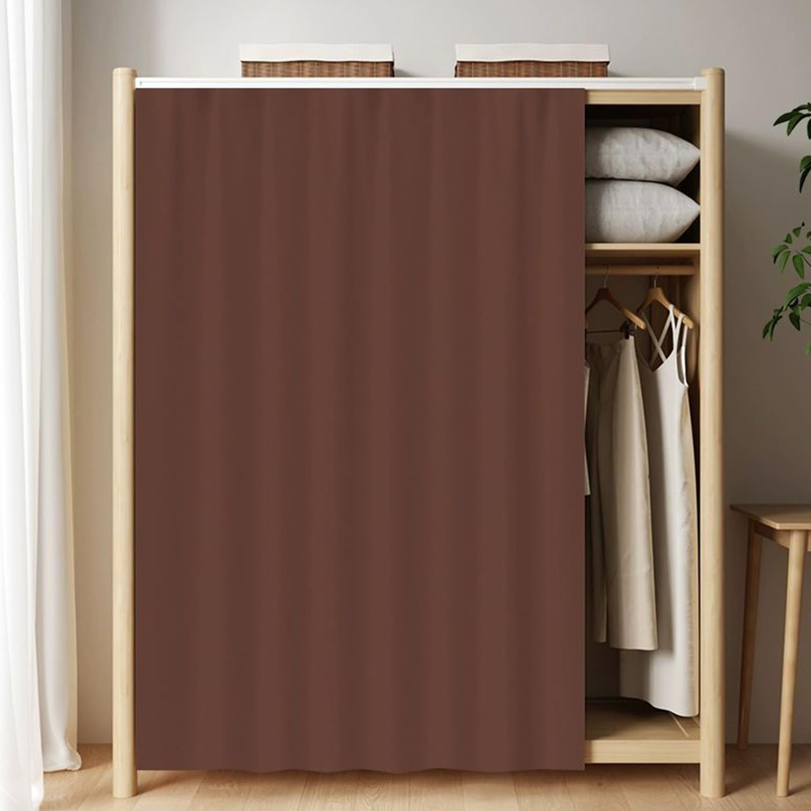 Rideau de cuisine 60 x 70 cm marron rideau de porte moderne uni