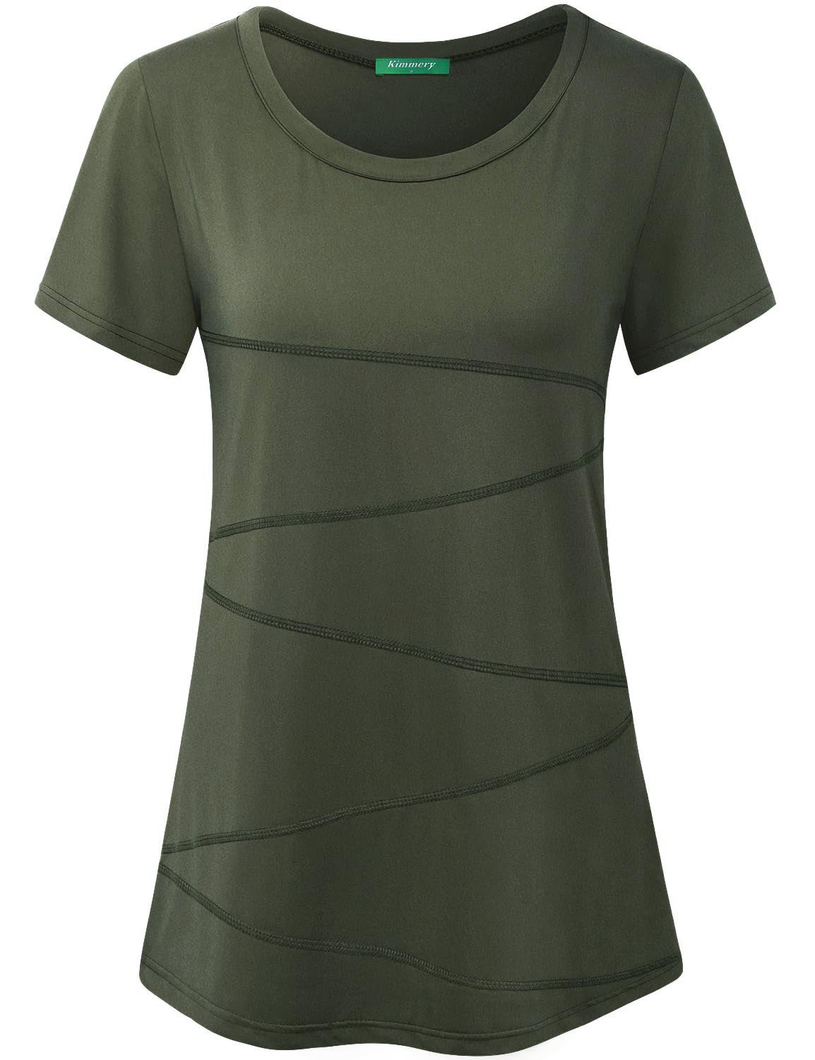 Kimmery Workout Tops for Women Short Sleeve Shirts for Women Quick Dry Line Decor Yoga Tops