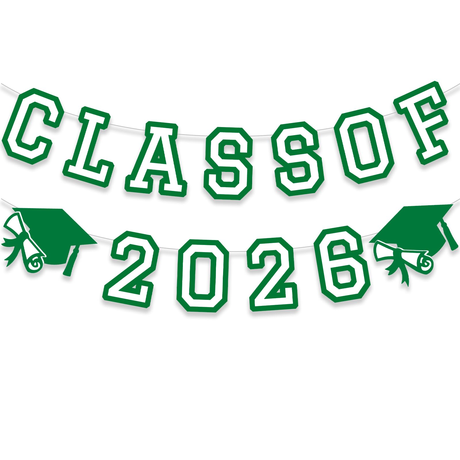 Class of 2026 Graduation Banner University College Grad Garland Decoration Party Supplies High School Colors Green White