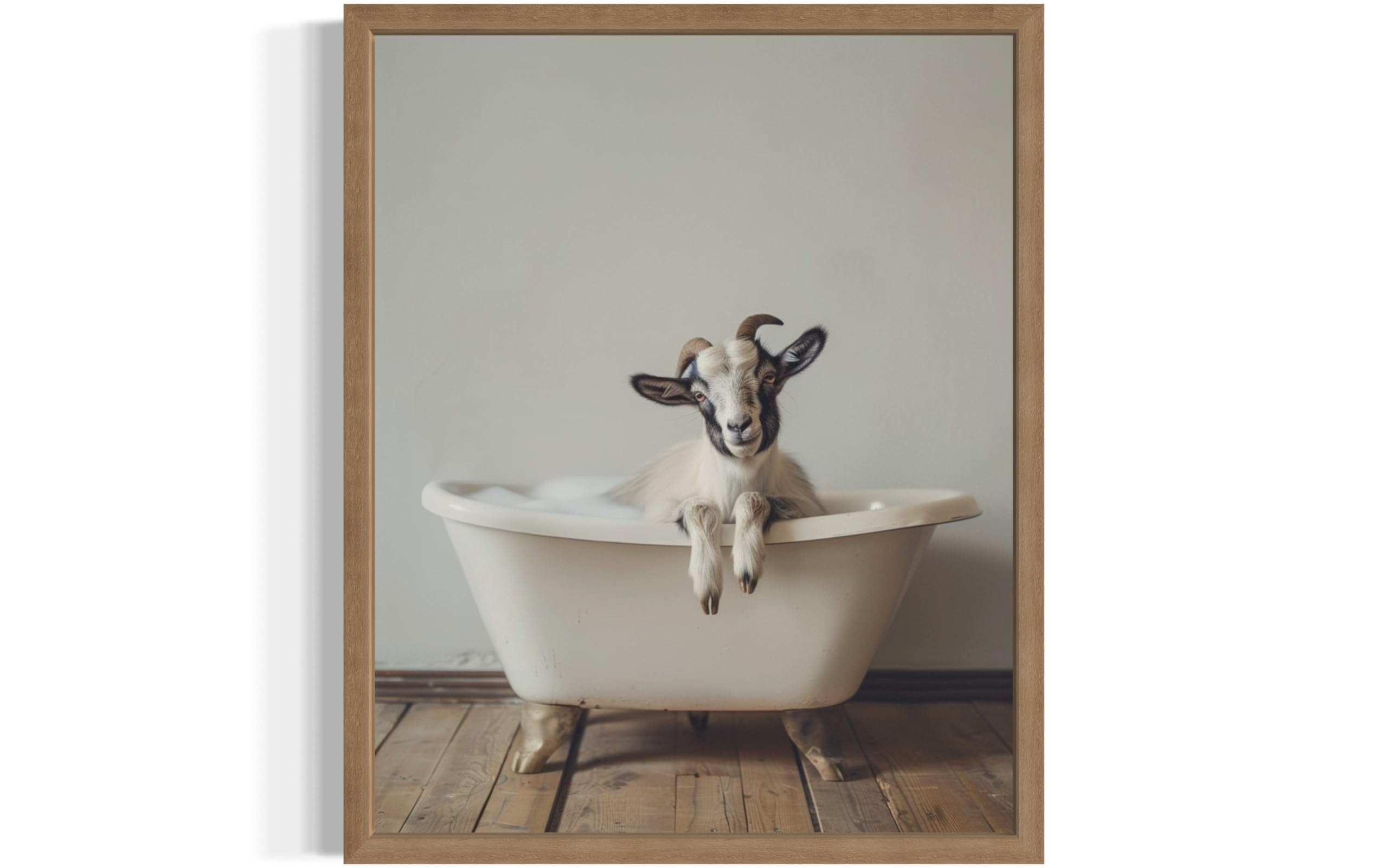 Goat in Bathtub Wall Art Print Poster, Bathroom Decor Posters Prints for Restroom Home Picture Painting Artwork Gallery 1 (Goat, 11 x 14 inches,