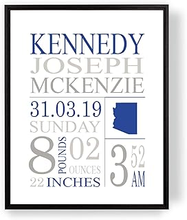 [SF Customizables] Custom Newborn Baby Birth Stats Birth Announcement, Boy Girl Nursery Art Gift, Personalized Birth Detail Print, Last minute gift ideas [Framed Poster]