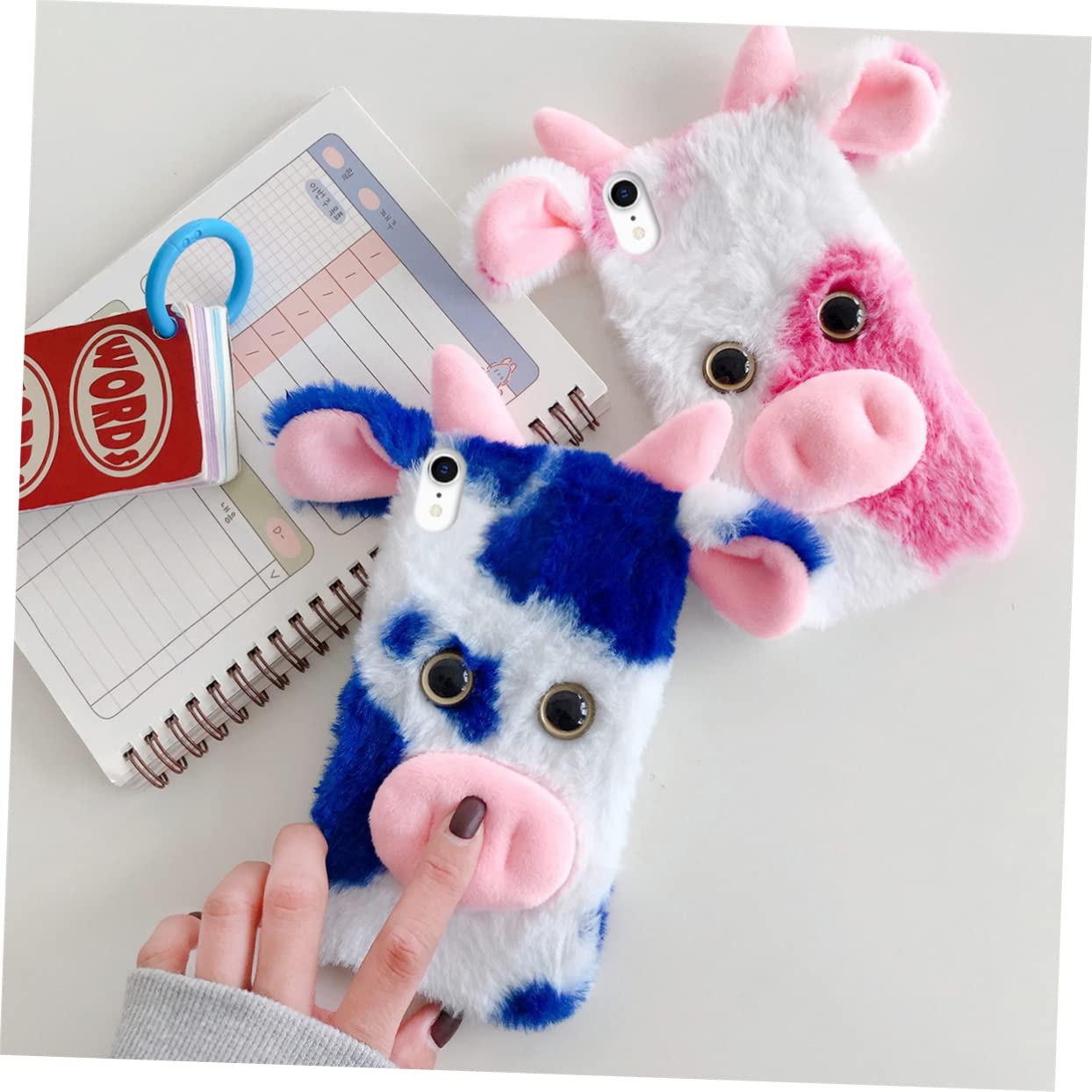 DOITOOL 3piezas Funda De Teléfono De Vaca Suave y Peluda Compatible con Diseño De Dibujos Animados Protección Duradera y Acceso Fácil Puertos