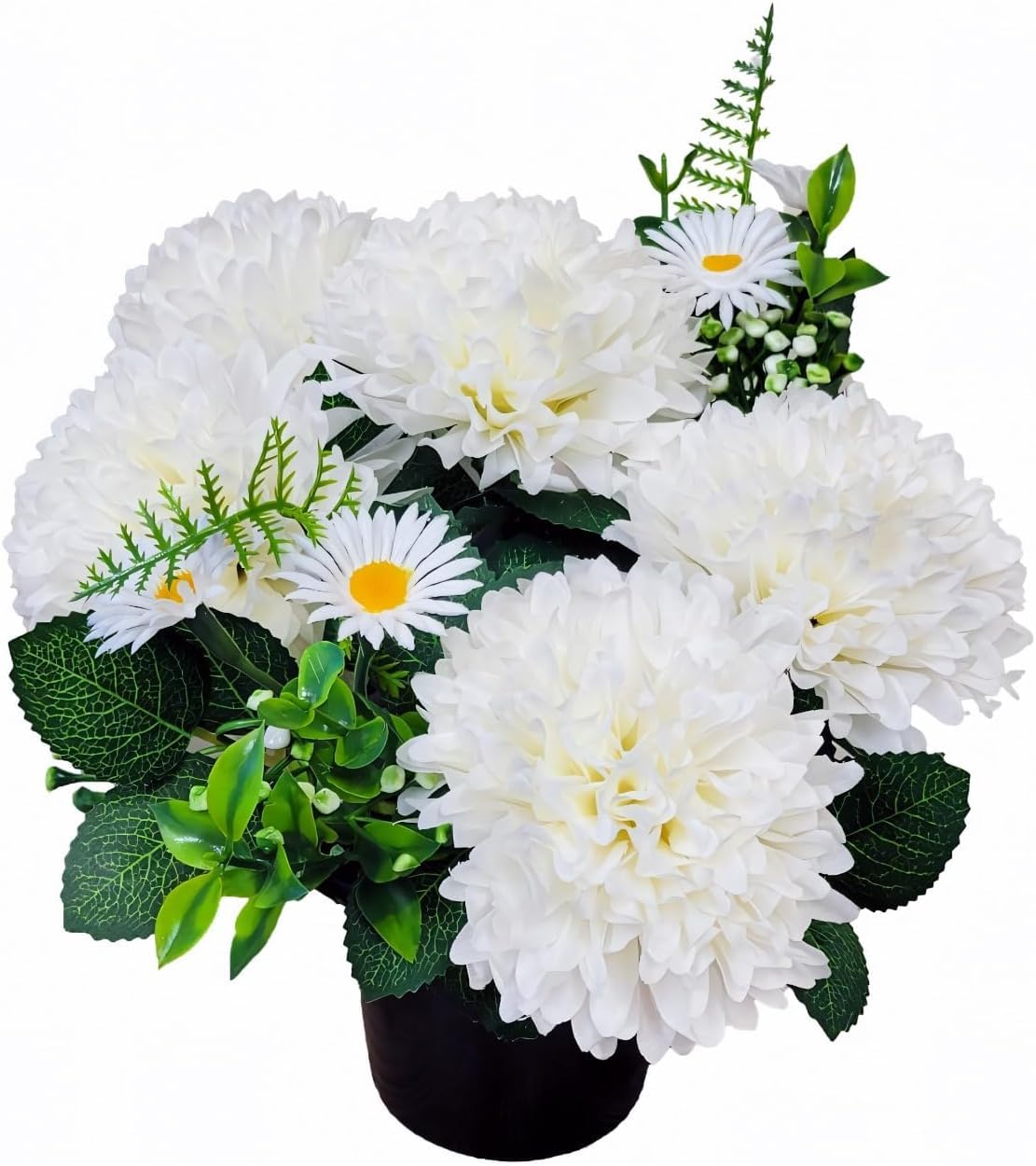Homesecret Pack 1 Artificial Flowers for Graves | White Daises Flower Pots | Perfect for Enhancing Memorial & Cemetery Decor | Improved Design for Funeral Elegance and Lasting Tribute.
