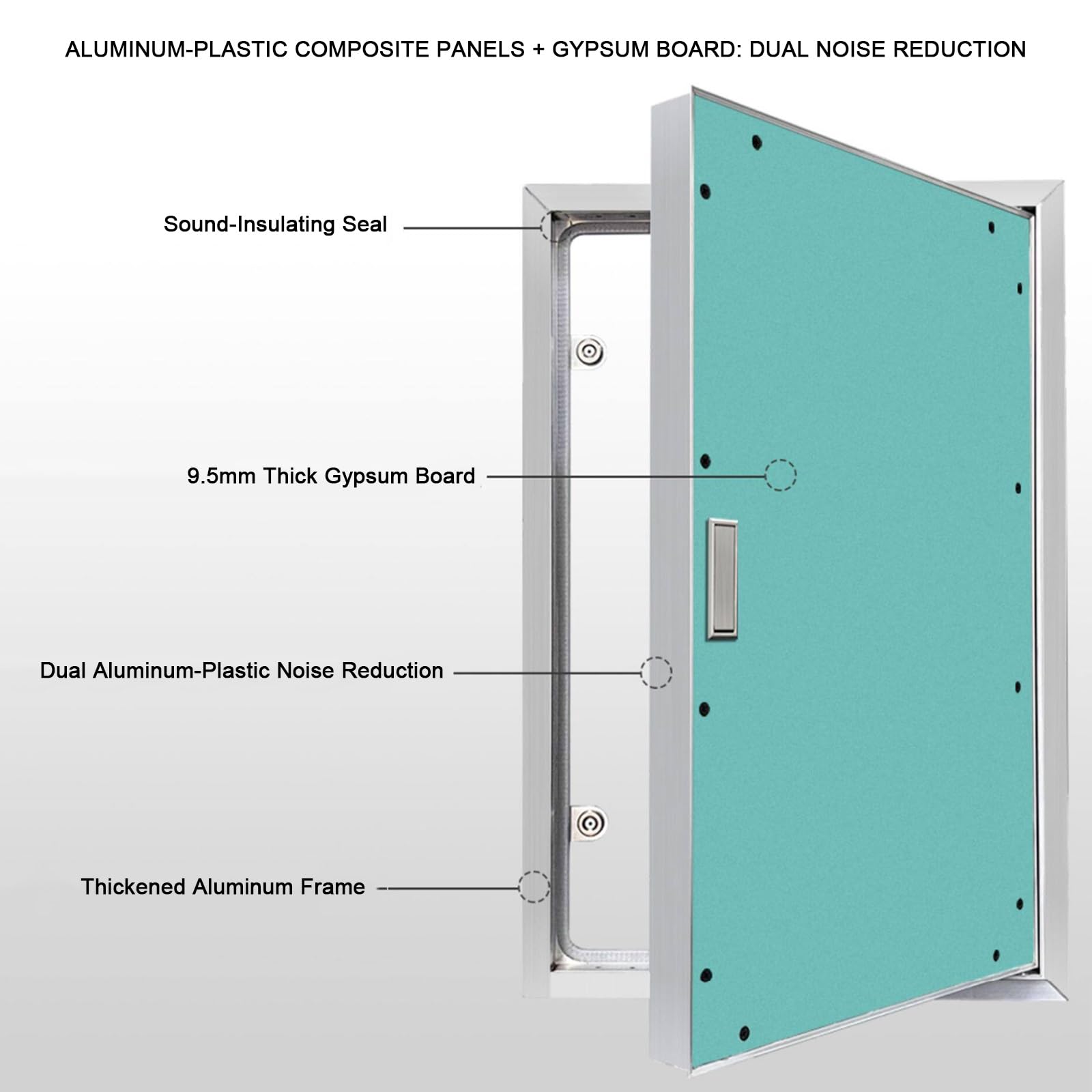 Pannello di accesso a incasso per impianti idraulici/riscaldamento/filo, portello di ispezione in alluminio con maniglia, 60 x 80 cm