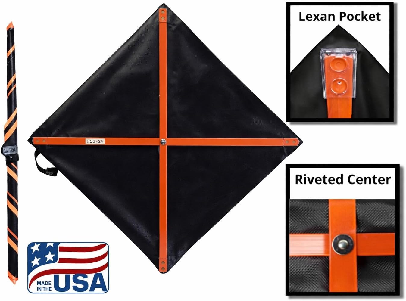 Traffic Roll-Up Sign Kit with Stand – 48 Inch Roll-Up Safety Sign & Compact Portable Stand, High Visibility, Easy Setup (Trucks Entering And Leaving Highway, Non-reflective)