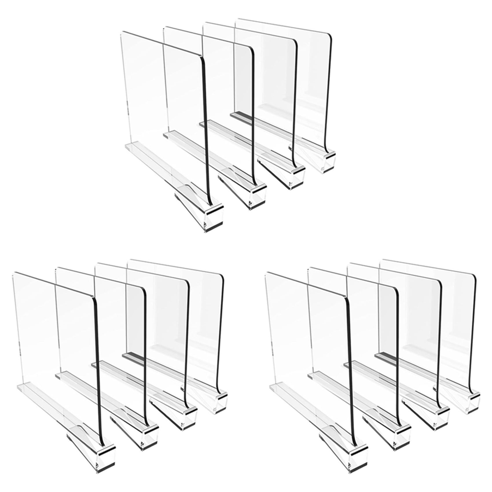 Hndhbfgrt 12 Pack Shelf Dividers for Closet Organization,Clear Wood Shelves Dividers for Kitchen Cabinets,Clothes Organizer