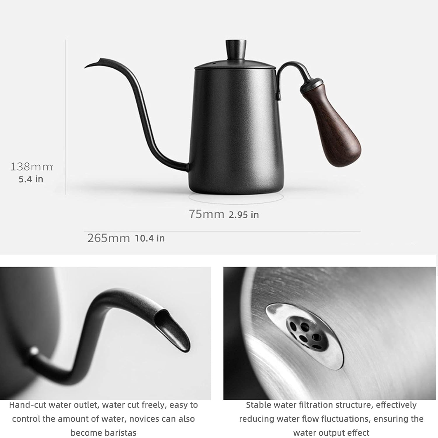 Pour Coffee Dripper Set 6PCS Manual Drip Coffee-Maker Glass with Stainless Steel Filter All in One Coffee Brewer Set-Up