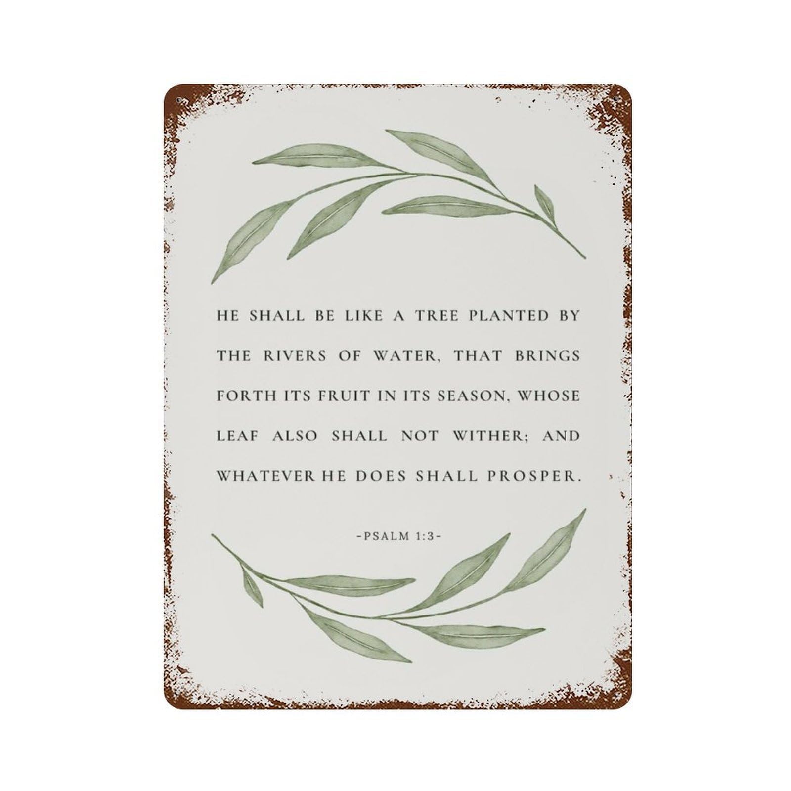 xiaoxiaoshen Botanical Scripture Psalm 1 3 Bible Verse Wall Decor Art Metal Tin Poster Modern Home Decor Art Home Bar Shop Decorations Vintage Sign 40x30cm