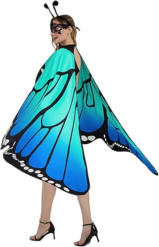 Miniatura 6 de Disfraz de mariposa de Halloween para mujeres y adolescentes, alas de talla grande, capa de mariposa reversible de doble cara para adultos