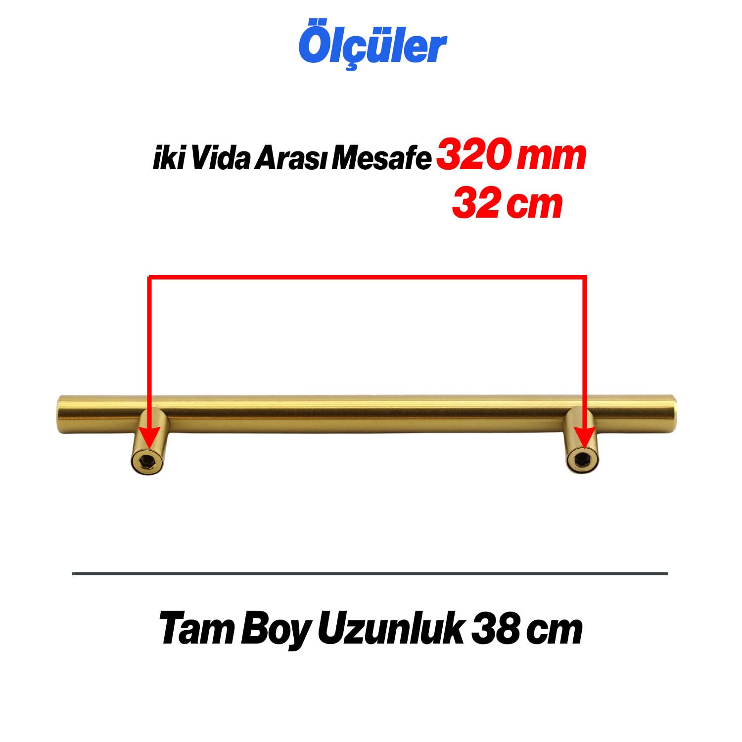 Alteta Gold 10 ADET Altın 320 mm Metal Mobilya Kulp Mutfak Dolap Çekmece Dolabı Kapak Kulpları Kulbu