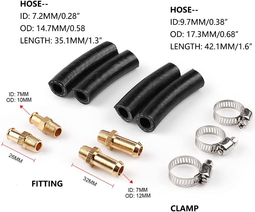1-5 PSI Fuel Pressure Regulator Adjustable Manual Universal for Carburetor Carb Zinc Alloy FPR with 8MM 10MM (5/16" 3/8") Hose Fittings