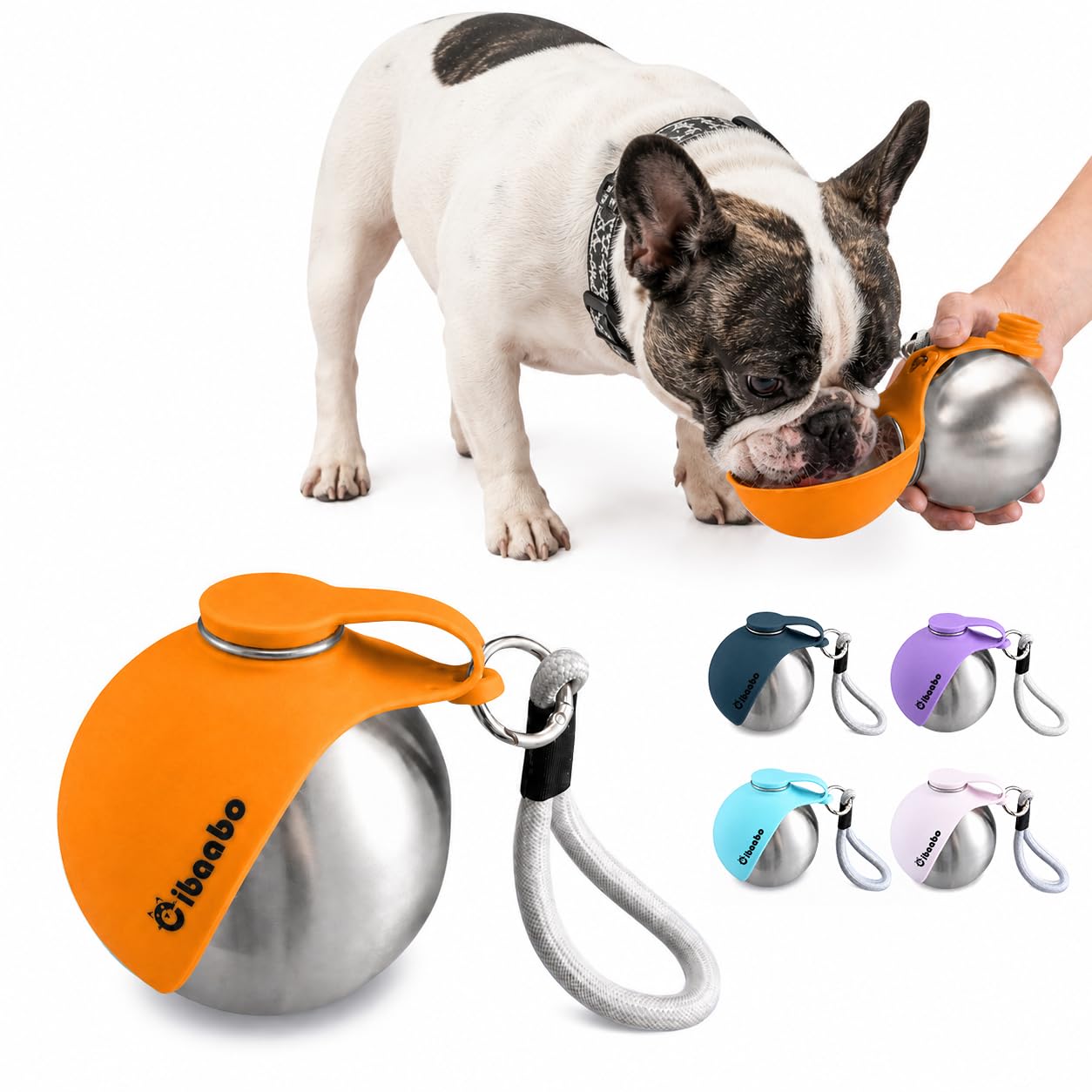 Cibaabo Portable Dog Water Bottle with Collapsible Silicone Bowl 10 oz