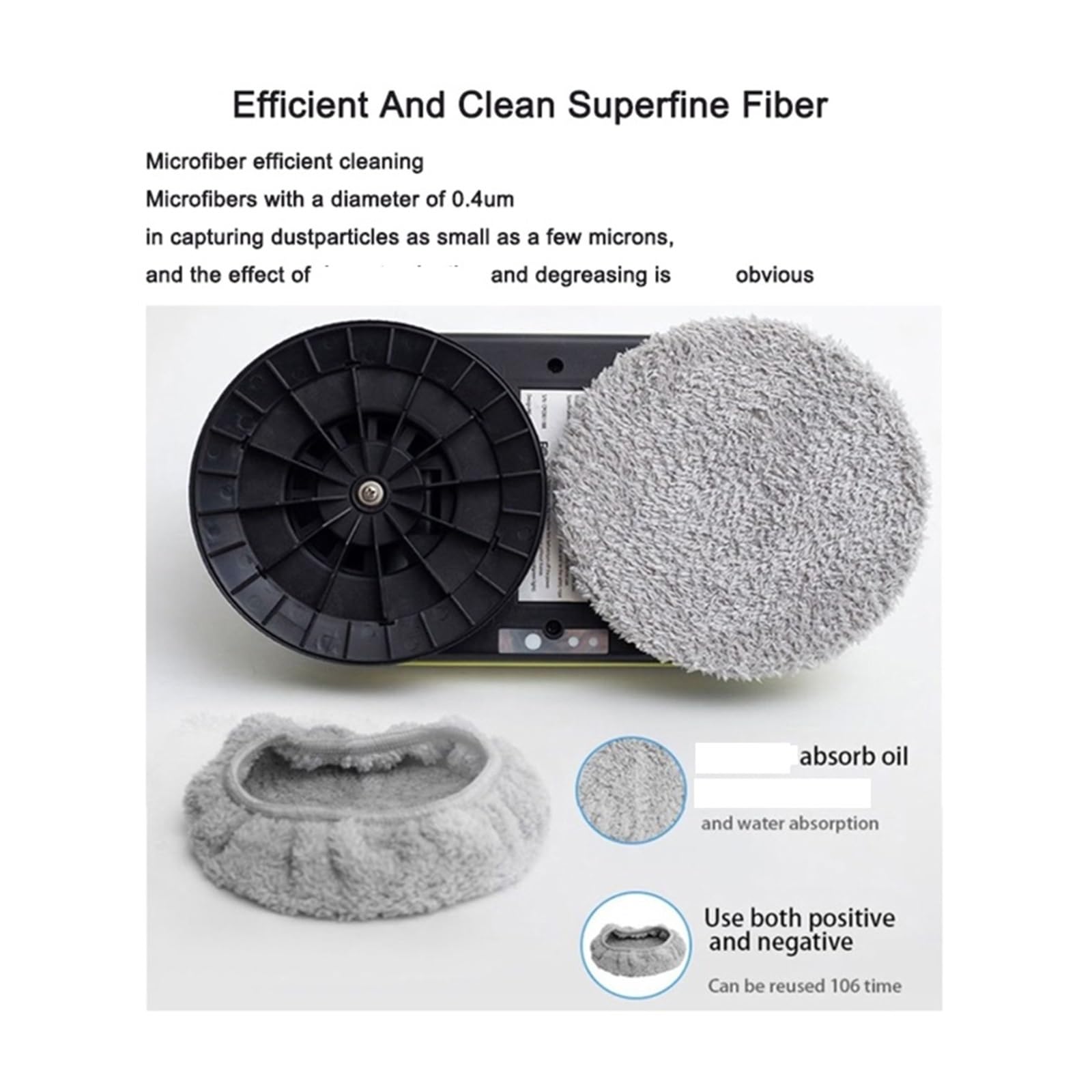 Panno for La Pulizia Delle Finestre, Compatibile Con Purerobo, Set Di Pulizia Del Panno for Scopa Da 24 Pezzi for Robot for Finestre Rotonde, Compatibile Con Hobot, 388 Cuscinetti(Grey 24pcs)