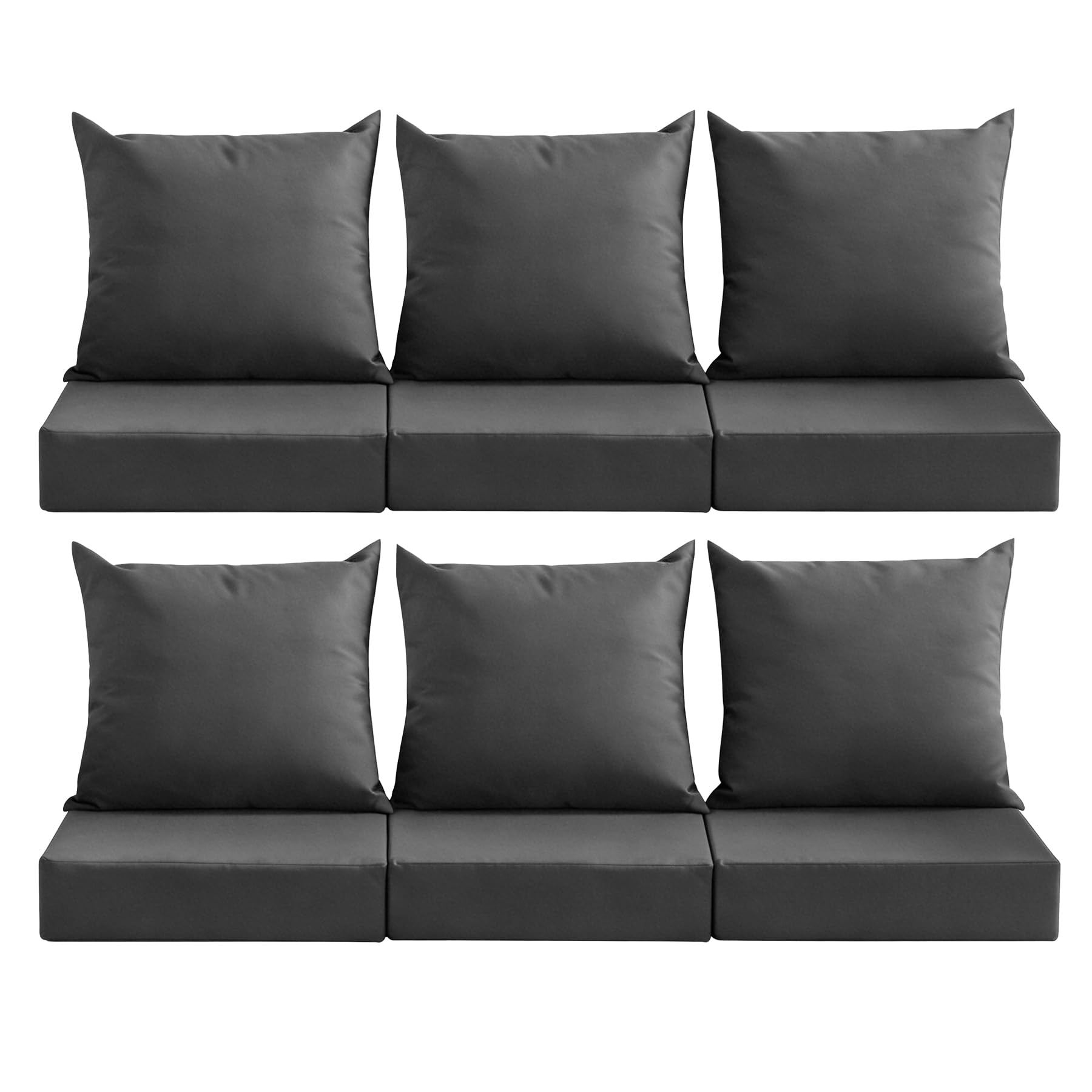 Photo 1 of MuaMelop Outdoor Deep Seat Cushion Set, 24x24 Inch Water-Resistant & Fade-Resistant Outdoor Chair Cushions, Patio Furniture Cushions with Removable Cover for Patio Chair, Sofa, Dark Grey (Set of 6)