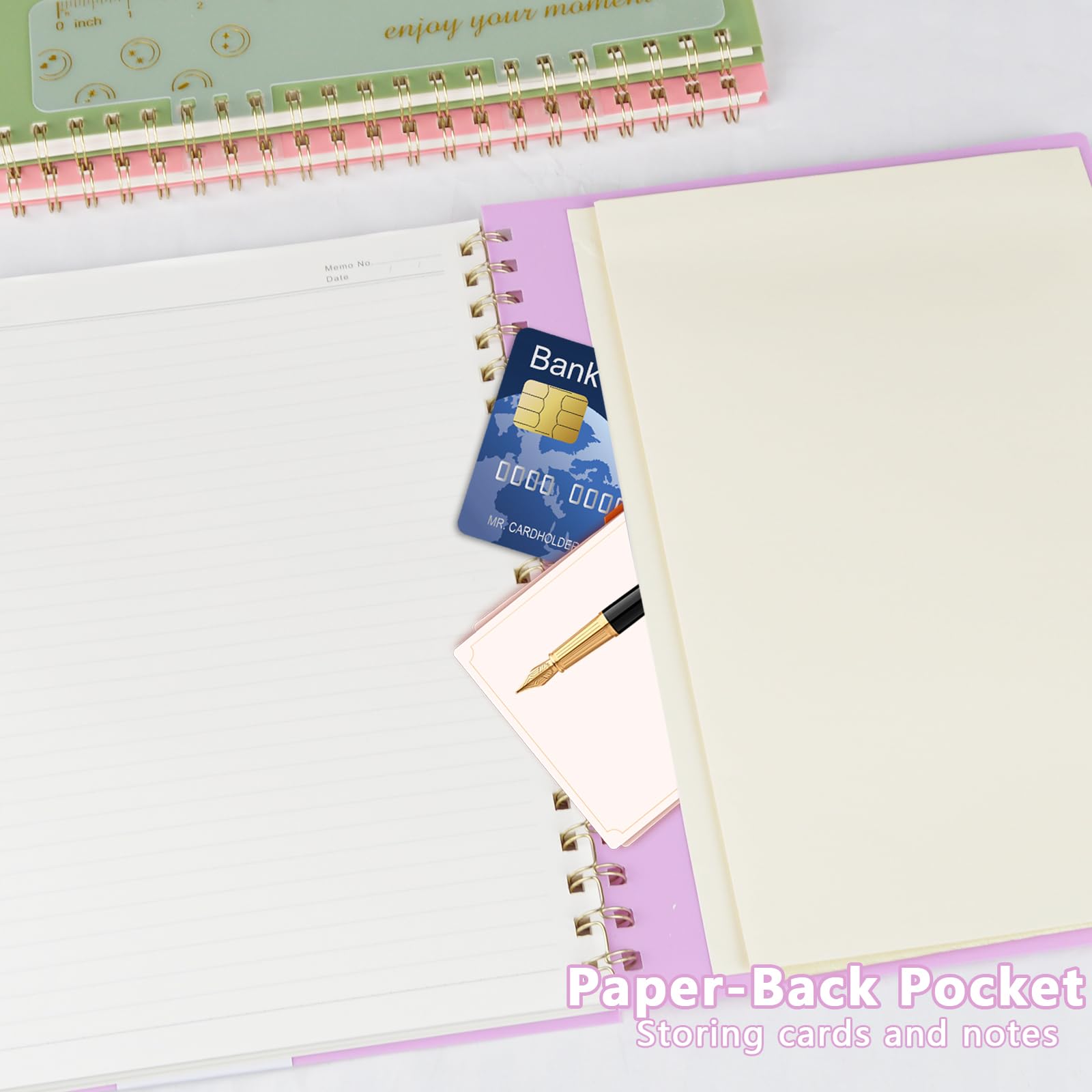 A4 Notebook, Lined Wirebound Spiral Notebook,110Pages /55 Sheets for Writing,100gsm Thick Paper, Waterproof Hardcover,Ruler - Image 3