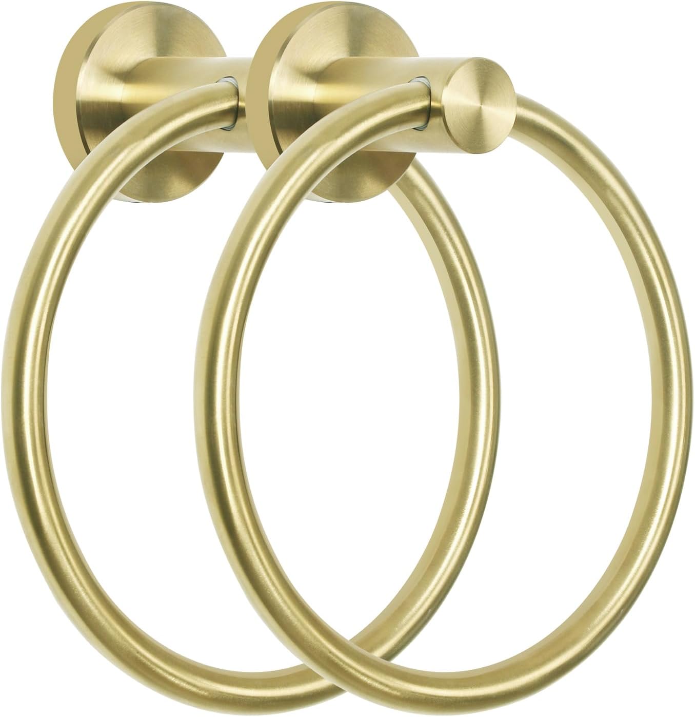 HouseAid Stainless Steel Towel Ring for Bathroom Hand Towel Holder Modern Circle Towel Hanger Round Towel Rack Wall Mounted Brushed Gold (2Pack)