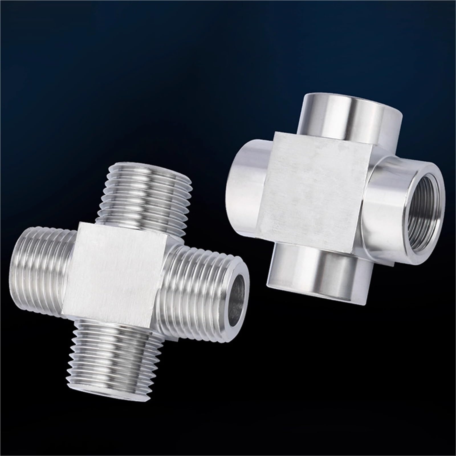M14 M16 M18 M20 1/8 "1/4" 3/8 "1/2" BSP NPT Filettatura Maschio Femmina In Acciaio Inox 304 4 Vie Croce Raccordo Connettore Comune(NPT1 Female)
