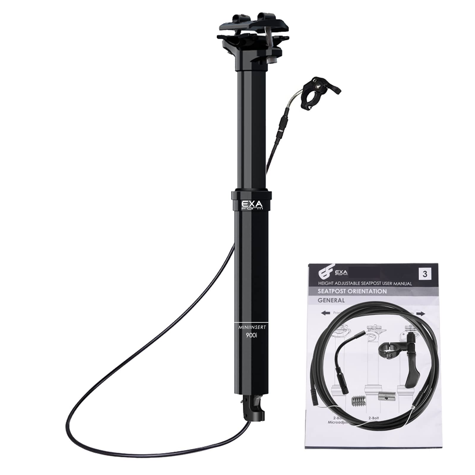 JFOYH EXA Form 900i 30.9mm/31.6mm Dropper Seatpost 100mm/125mm/150mm Travel Remote Cable Control Dropper Post for Internal Routing Bike Frame(345mm/395mm/445mm Length)