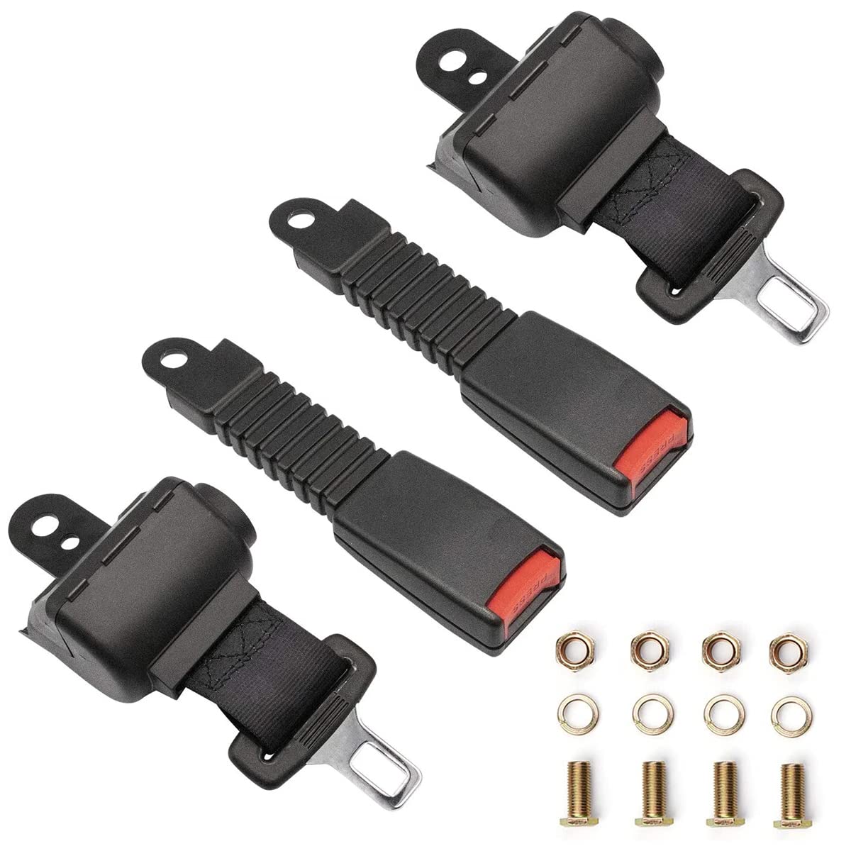 ROSSROLLA Retractable Golf Cart Seat Belts Kit for EZGO, Yamaha, Club Car, RTV, UTV - Go Kart Seatbelts Kits - Set of 2