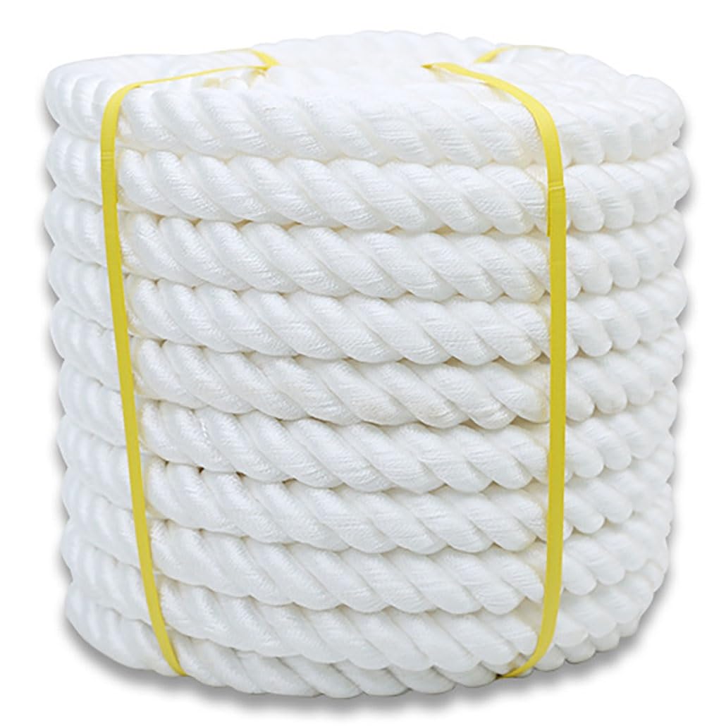 Cuerda, Líneas de Muelle, Cuerda for Barcos Nylon Trenzado Tres Hilos Blanco 10-100 m 6-12 mm(8mm,100m)