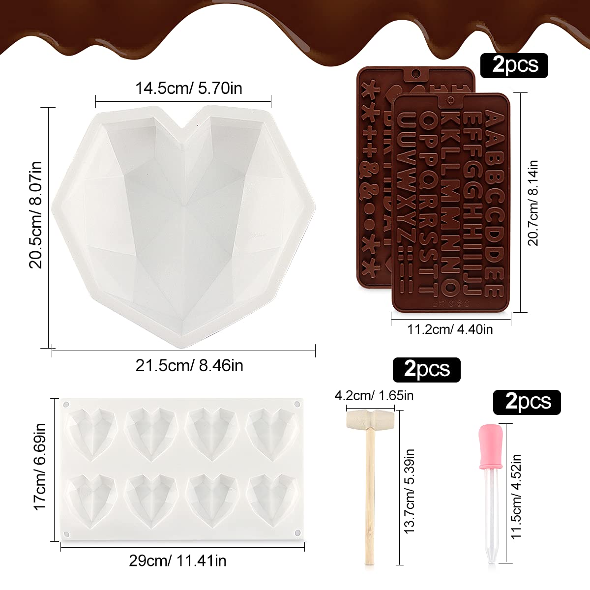 Moule en Silicone, Moules en Silicone pour Bonbons et Chocolats, Forme de Coeur Moule en Silicone Antiadhésif, Les Moules 3D en Silicone Sont Multifonctionnels et Résistants Aux Hautes Températures