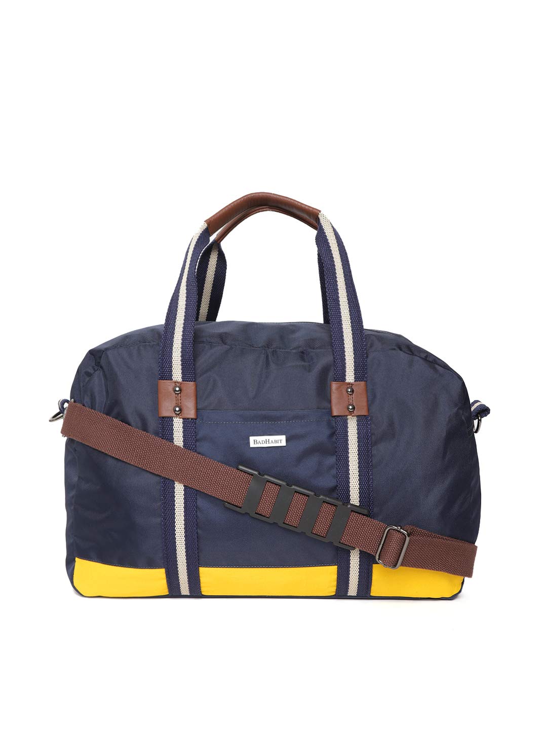 Navy Blue Solid Gym Duffel Bag with Striped Detail Travel Duffle Luggage Bag Organizer | Multi Pocket Ultra-Light - Spacious and Stylish Travel Accessory-image-39