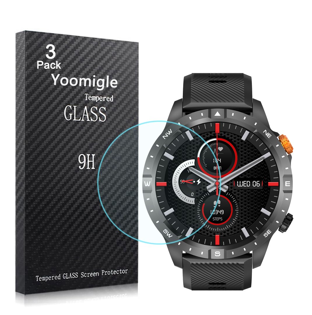 Yoomigle Lot De 3 Films De Protection D'écran En Verre Trempé Pour Montre Connectée NAIXUES AK57 1,43" - Compatible Avec Les Montres Intelligentes BANLVS AK57 1,43" - Anti-rayures