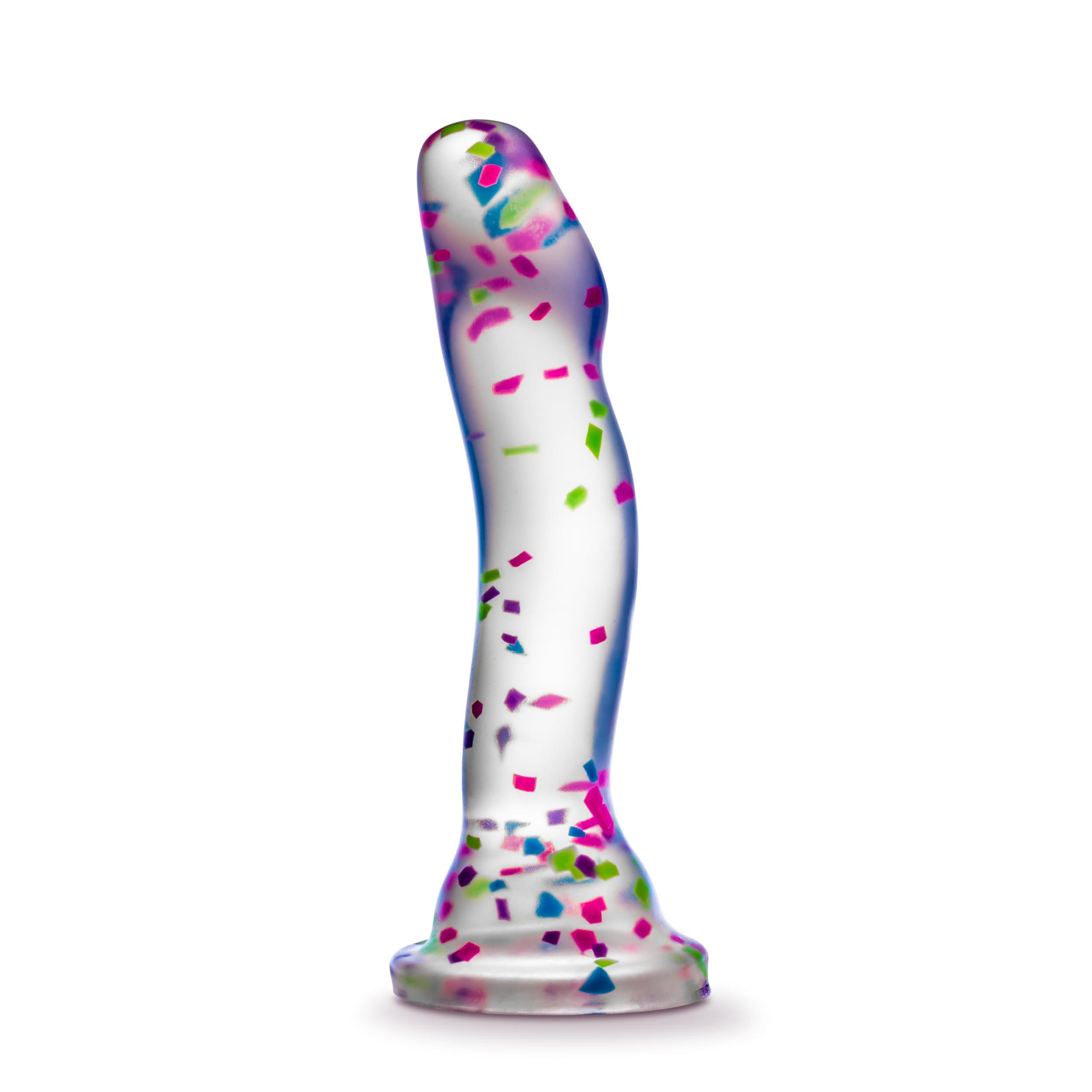 Blush Novelties Neo Elite Purio Silicone Glow in The Dark Dildo - 7.5 Inch Clear Dildo with Fun Confetti - Thoughtful Curves for G Spot & P Spot Pleasure - Silky Smooth Non Pourous - Sex Toy