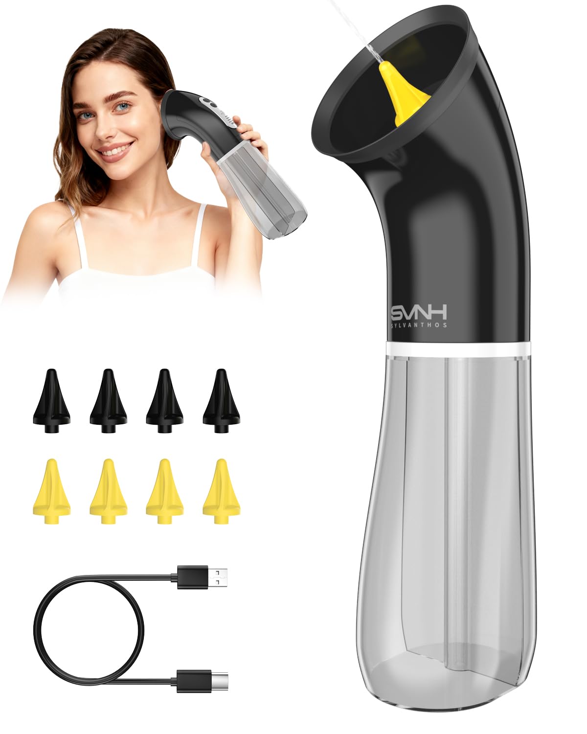 Photo 1 of **MISSING ALL ACCESSORIES*** Sylvanthos Upgraded Ear Wax Removal Kit, One Piece Waste Tank - Ear Irrigation Flushing System with 4 Modes & 8 Nozzles - IPX7, Safe and Effective Electric Ear Cleaner for Family Use, Type-C (Gray)