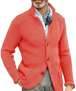 Cardigan Botón Suéter De Solapa Manga Casual De Color Sólido Chaqueta para Hombres