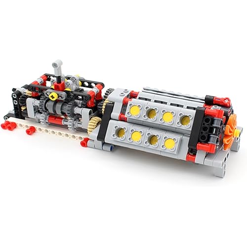 Technic Gearbox with V16 Engine Model Kit, Technic Gear Box Pieces Compatible with Major Brand Blocks Model, Technic Replacement Pieces