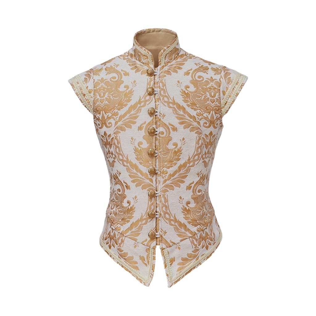 CosplayDiyMens Tudor Vest Victorian Suit Vest Tudor Jerkin Gothic Steampunk Waistcoat