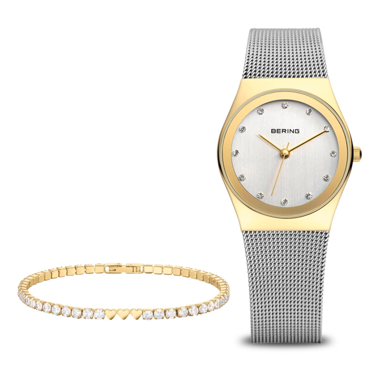 BERING Reloj analógico de Cuarzo japonés para Mujer con Correa de Acero Inoxidable 12927-​001-​GWP, Plata, Pulsera