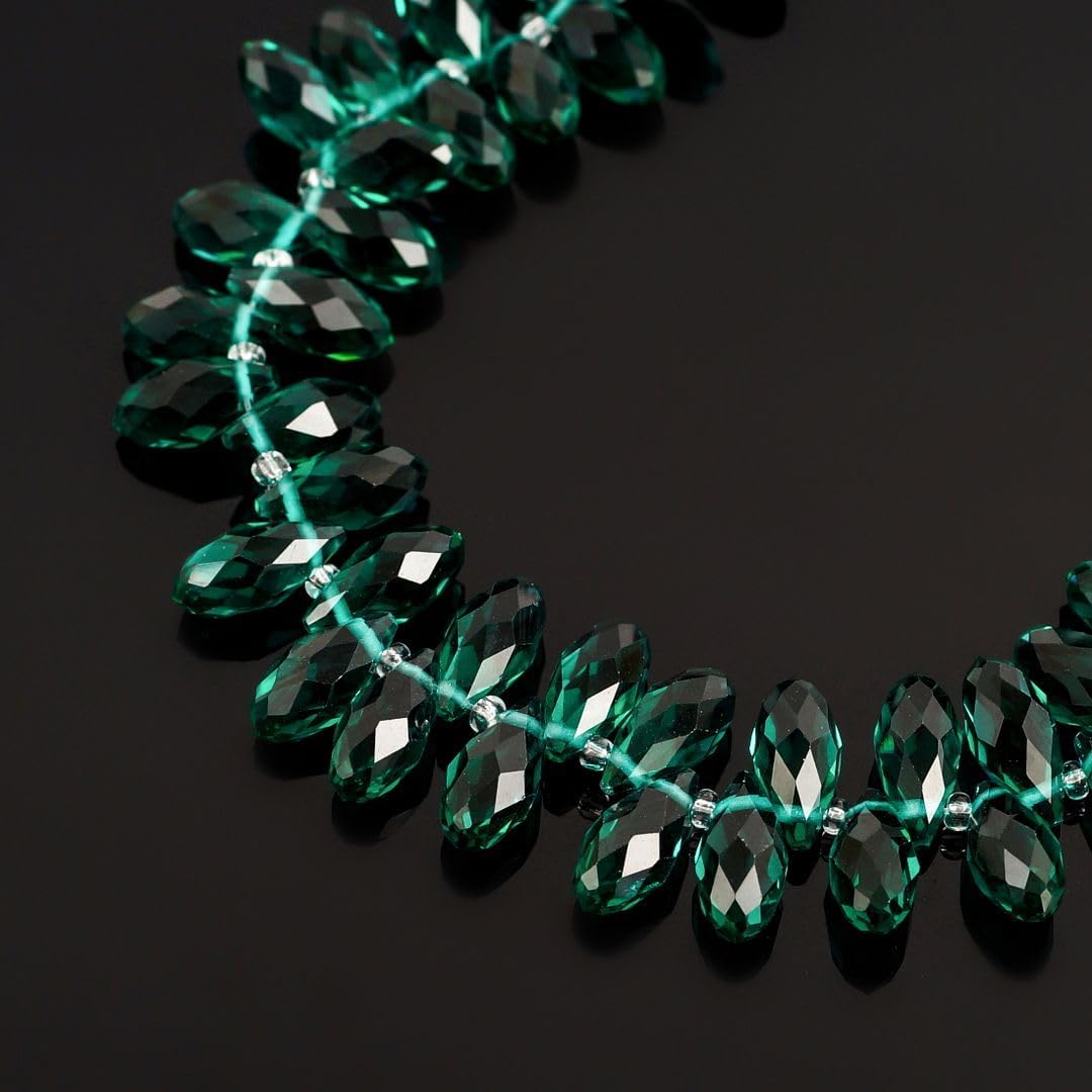 200pcs Czech 12mm Faceted Teardrop Briolette Crystal Glass Loose Beads Pendant Drop Spacer Bulk Emerald Green for DIY Jewelry Making CCT2-24 - Image 4
