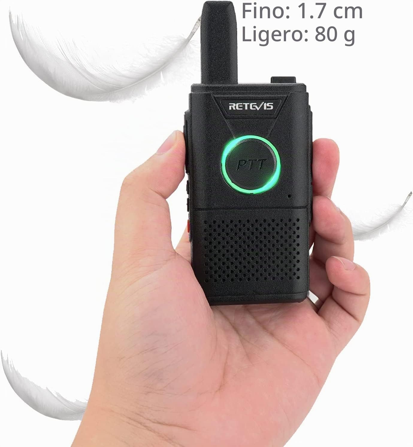 Retevis RT618 Walkie Talkie con Auriculares, Mini Radio PMR446 4 Piezas | Radio PTT Doble, 16 Canales, VOX, Emergencia, Walky Talky para Atención Domiciliaria, Residencia de Ancianos