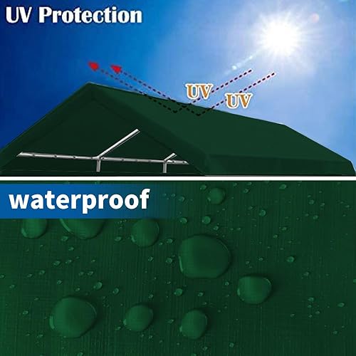 Miniatura 8 de Cubierta superior de repuesto de 10 x 20 pies para automóvil, refugio, tienda de campaña, tienda de campaña con bolas elásticas color blanco (solo