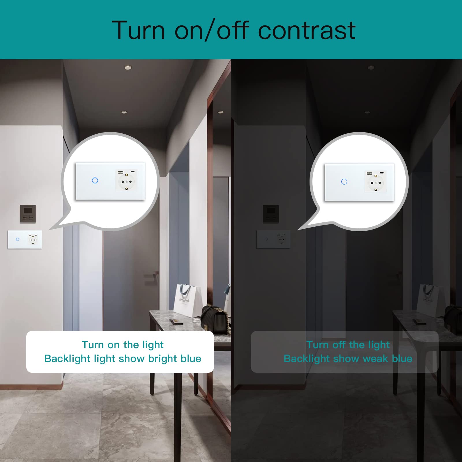 BSEED Smart ZigBee Lichtschakelaar, slimme Wandschakelaar compatibel met Alexa en Google Home, 1 Voudig 1 Weg inbouwschakelaar met glaspaneel 250V Zwart (Hub vereist