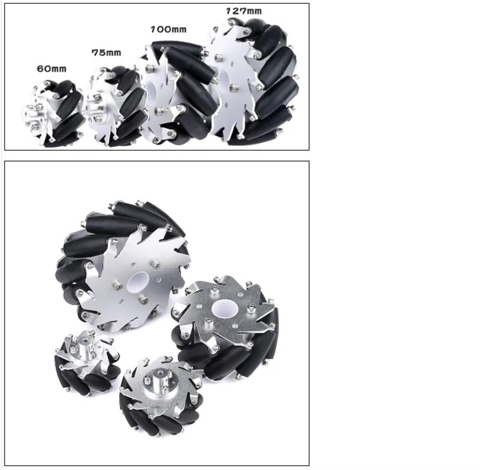 Rueda Mecanum de 100mm con 6 8 10 12 14 15 16 acoplamientos for Arduino DIY Smart Ros Robot Piezas de Chasis de Coche(D15mm)