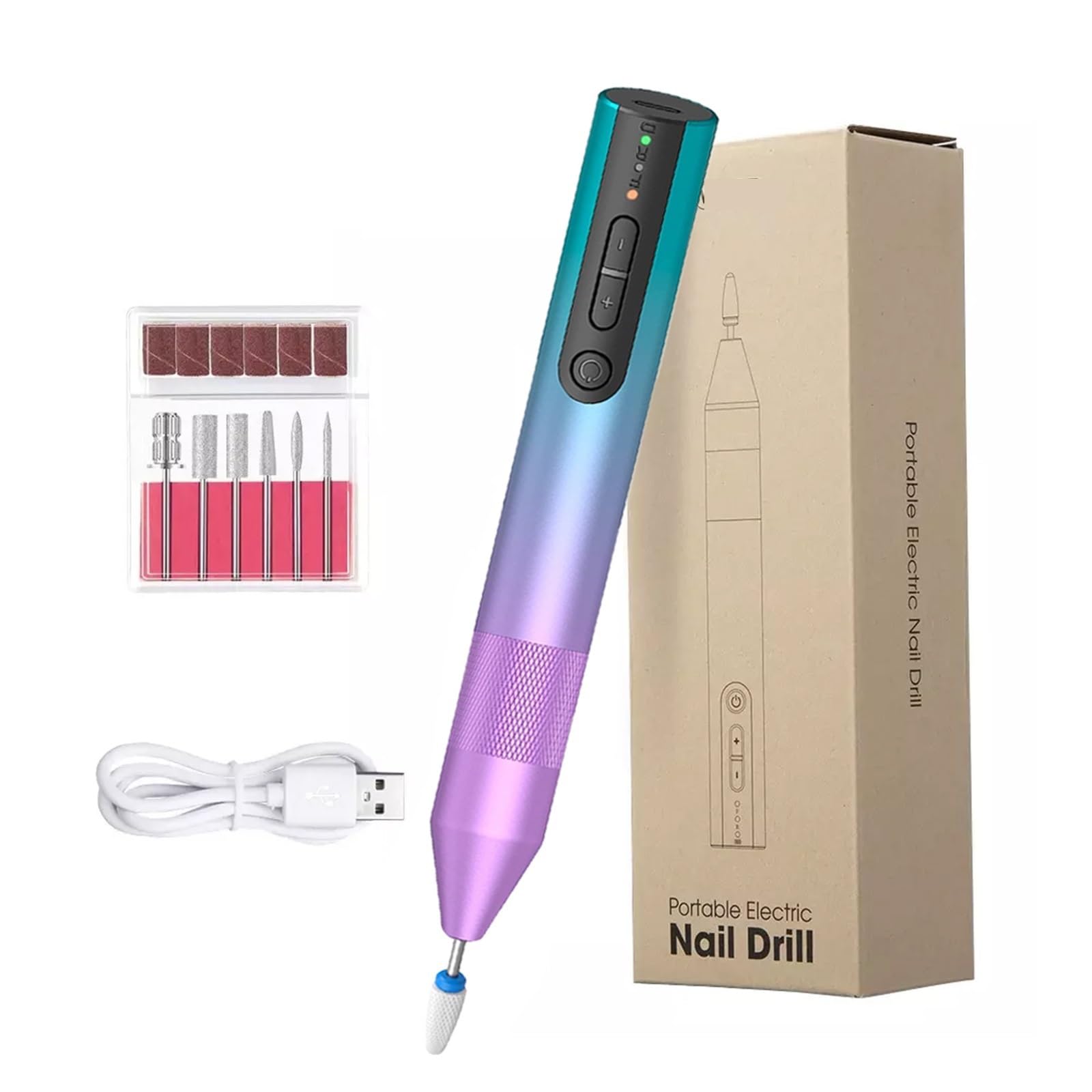 Fresa per Unghie, Trapano for unghie elettrico a batteria for unghie in acrilico Smalto for gel Rimuovi Manicure Pedicure Strumenti for lima for unghie Attrezzature for unghie for saloni(Rainbow Set)