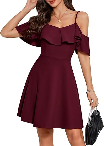 Bbonlinedress Off The Shoulder Womens Cocktail Dress, Spring Summer Formal Wedding Guest Bridal Shower Prom Teens Mini Dress