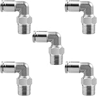 Vista 16 de Paquete de 2 codos neumáticos macho de acero inoxidable 304 de 1/2 pulgada de diámetro exterior x 1/2 pulgada NPT rosca para conectar accesorios