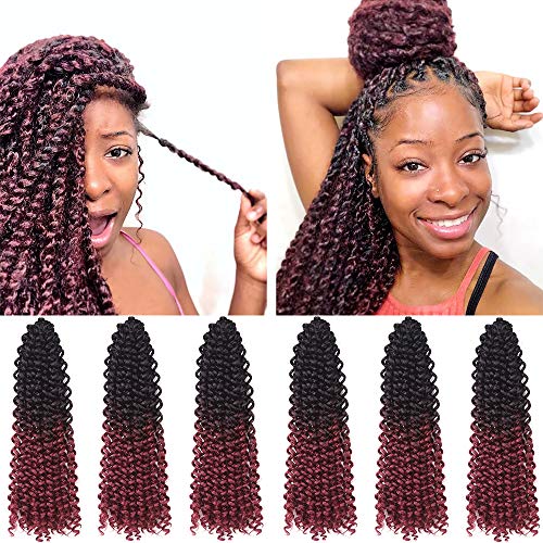 6 Packs Passion Twist Hair 18 Inch Deep Wave Synthetic Braids for Passion Twist Crochet Braiding Hair Goddess Locs Long Bohemian Locs Hair (30Strands/Pack, TBUG#)